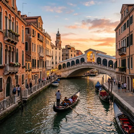 Scenic historic canals in Venice